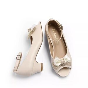 DREAM PAIRS Girls Ivory Pumps Low Heels Dress Shoes Princess Wedding Size 9